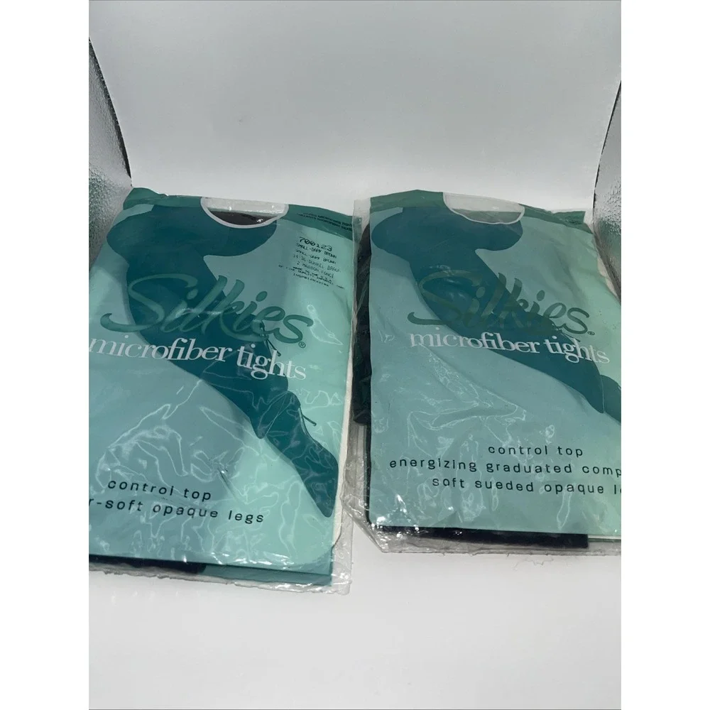 Silkies Microfiber Tights-LOT OF 2 ~‎ Small  Control Top Super Soft Opaque Legs